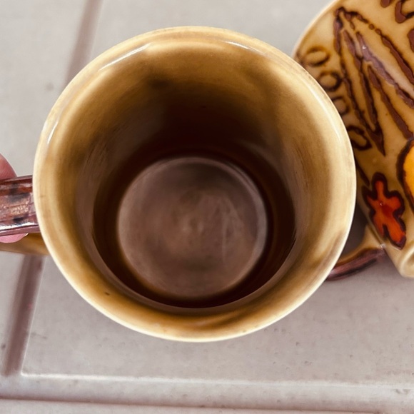 Mid Century Tulips and Daisies Flower Mugs | Set of 2 |Coffee Cups Otagari Style - Picture 6 of 7